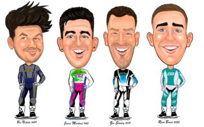 Caricatures of the British Motocross Champions